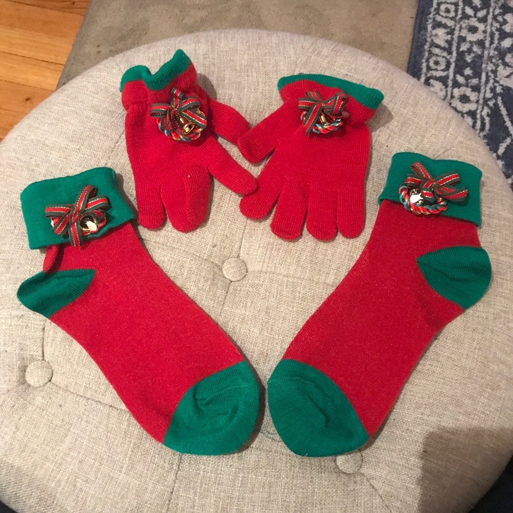 Jingle Bell Socks and Gloves Set